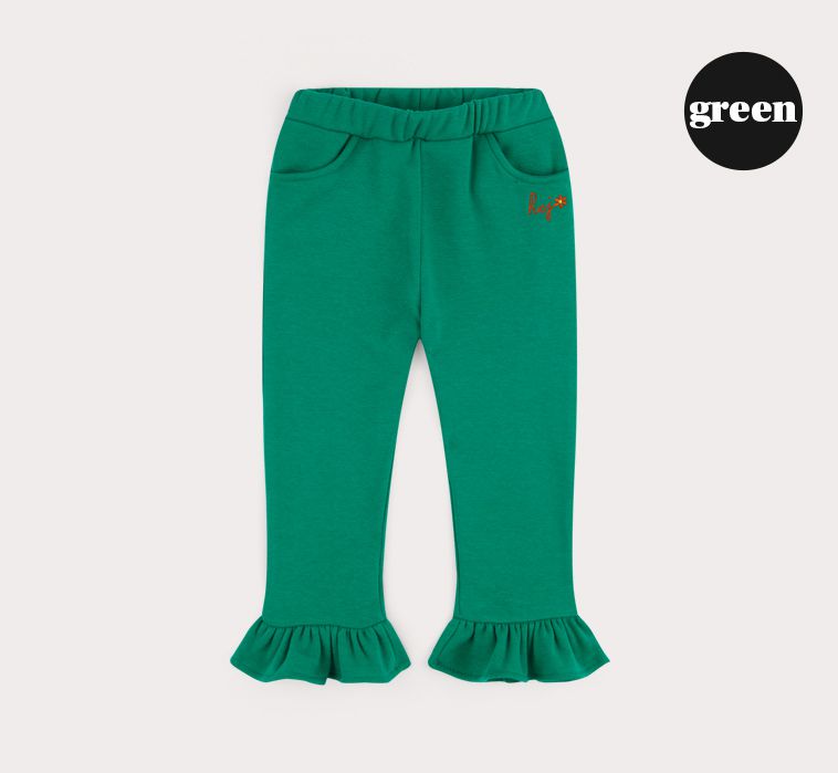 韓國 HEJMINI - (內刷毛)荷葉褲管彈力褲-深藍