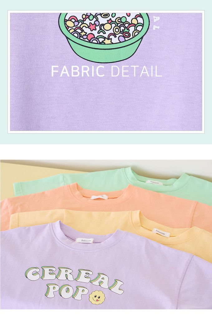 韓國 Bebezoo - 字母笑臉印短袖上衣-薄荷綠