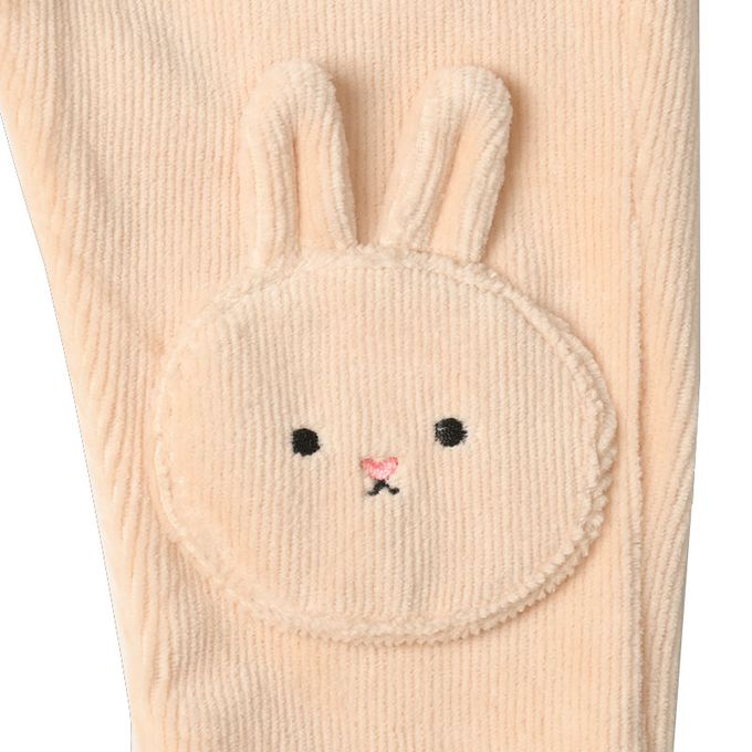 akachan honpo - 10分燈心絨褲-膝蓋圖案-淺卡其色