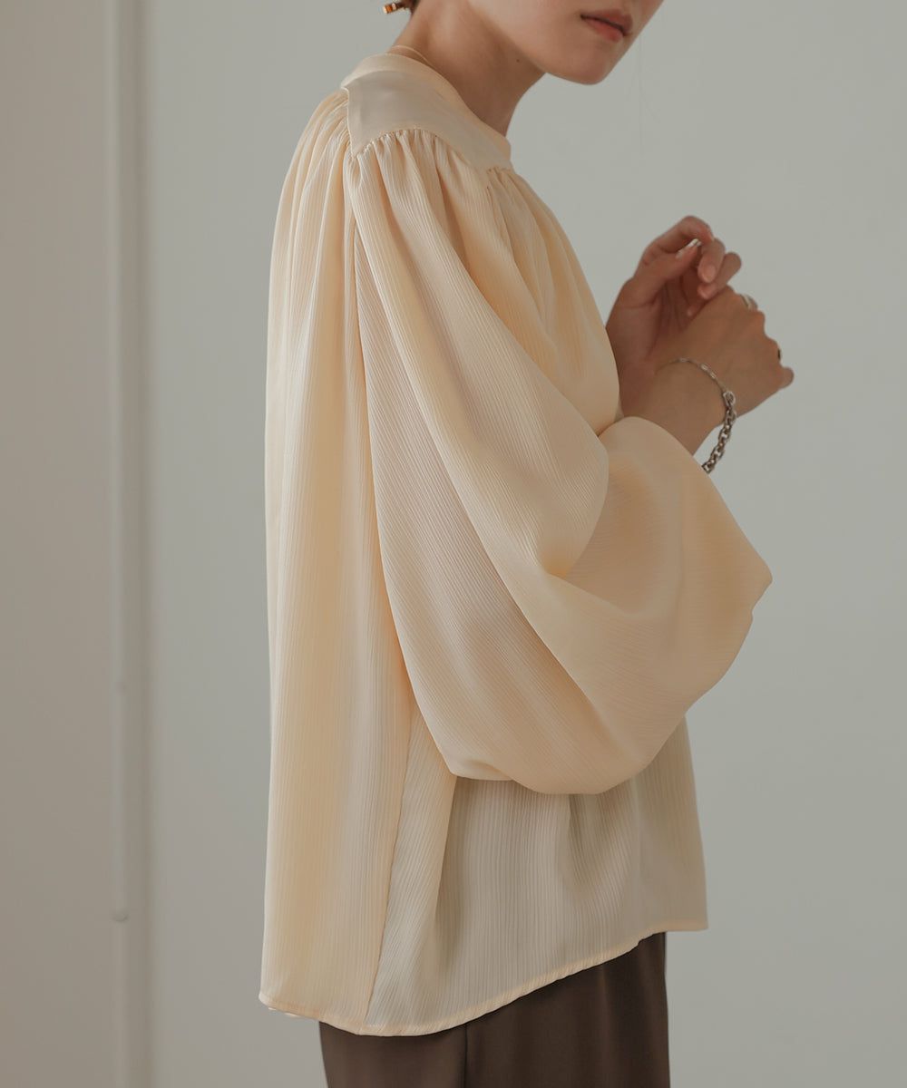 日本 Bab - 優雅垂墜感氣球袖上衣-湖水綠