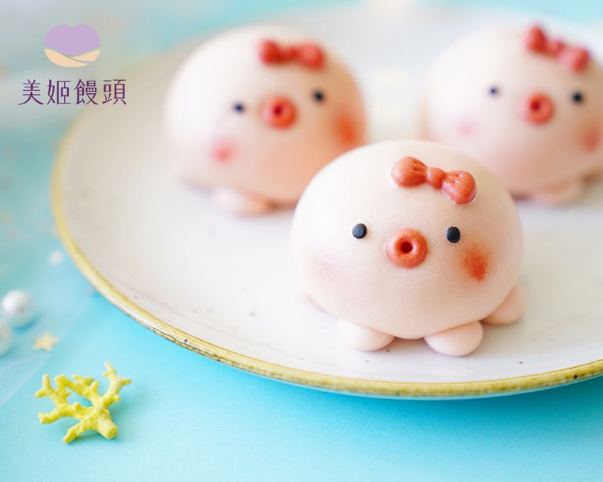 美姬饅頭 - 章魚妹妹鮮乳造型芝麻包 (6入)-55g/顆