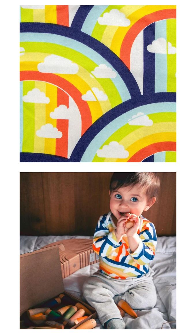 英國 SLEEP NO MORE - 100% 有機棉長袖包屁衣-彩虹雲朵