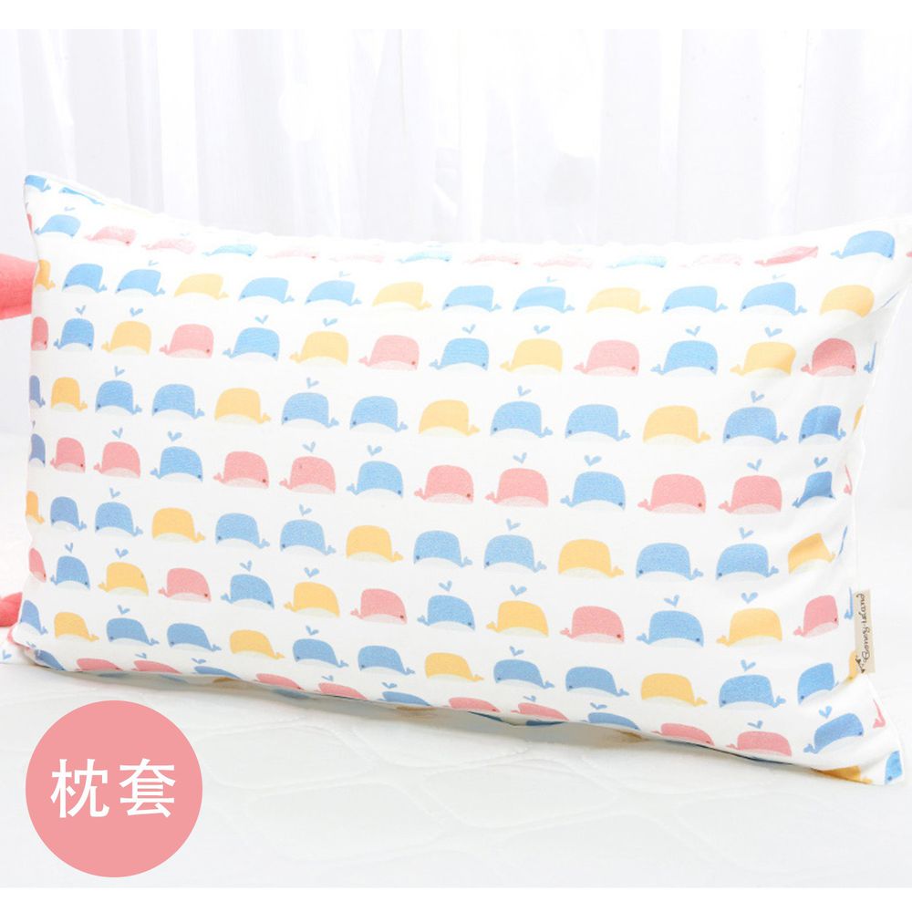 韓國 Coney Island - 雙面材質(純棉+顆粒)枕套-彩虹鯨魚 (50X30cm)-枕套*1