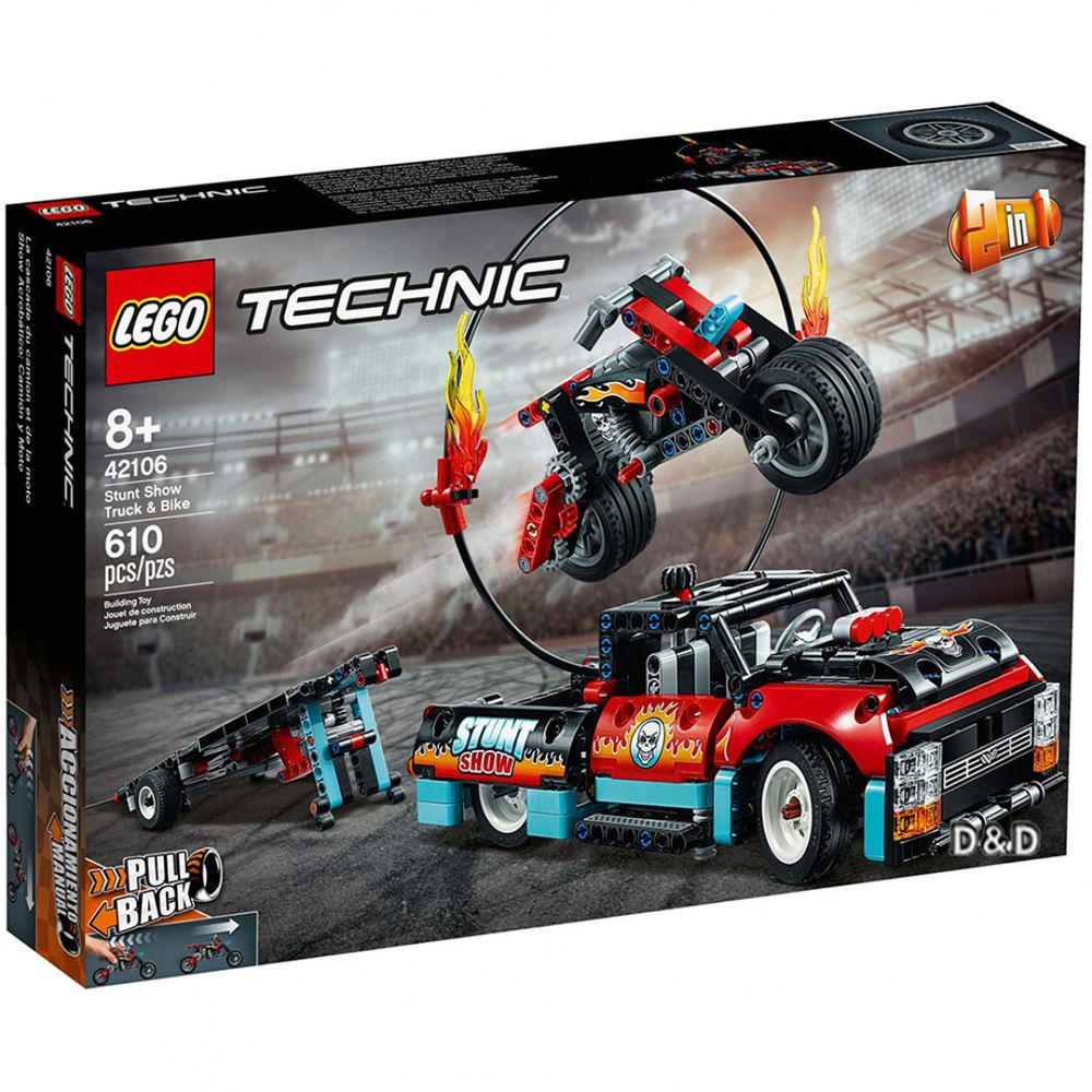 樂高 LEGO - 樂高 Technic 科技系列 -  特技表演卡車 & 摩托車 42106-610pcs