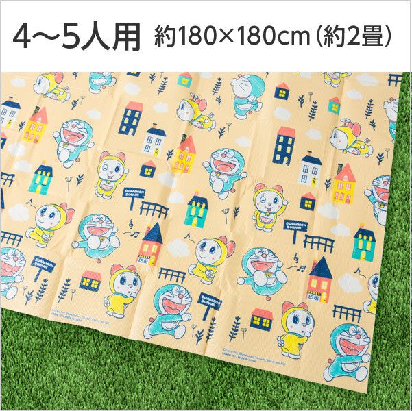 日本代購 - 3層構造防水野餐墊(附收納袋)(4-5人)-哆拉A夢-米黃 (180x180cm)