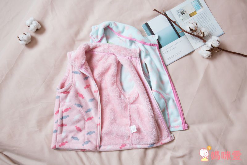 Fleece搖粒絨兒童外套-淺紫菱格紋