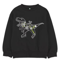 日本西松屋 - 裏起毛 機械恐龍保暖長袖上衣-黑