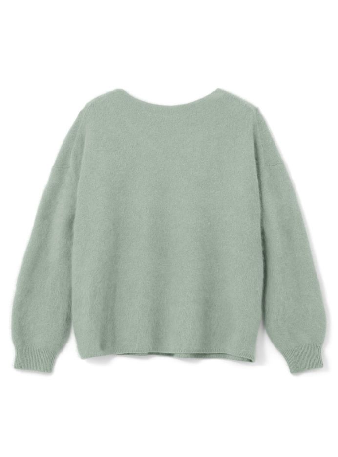 日本 GRL - 明星聯名款 柔軟刷毛V領毛衣-薄荷綠