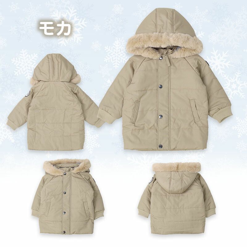 日本 ZOOLAND - 撥水加工 毛絨保暖連帽鋪棉外套-小企鵝-薄荷