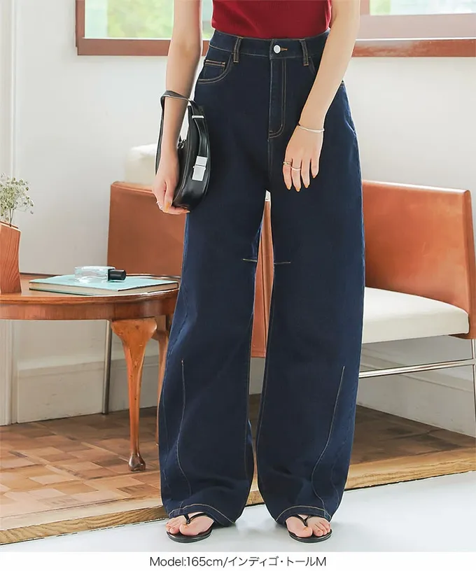 日本 Kobe Lettuce - 接觸冷感 時尚曲線錐型牛仔褲-(可選長度)-白