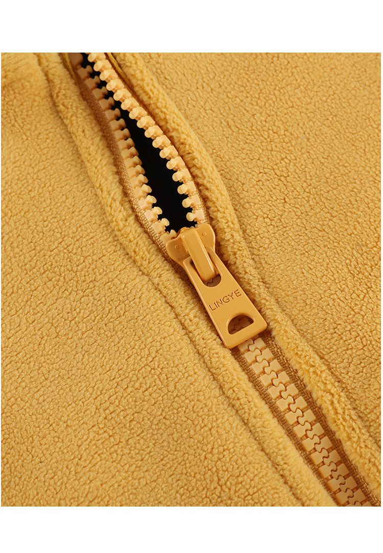 雙面搖粒絨造型外套-鯊魚-黃色