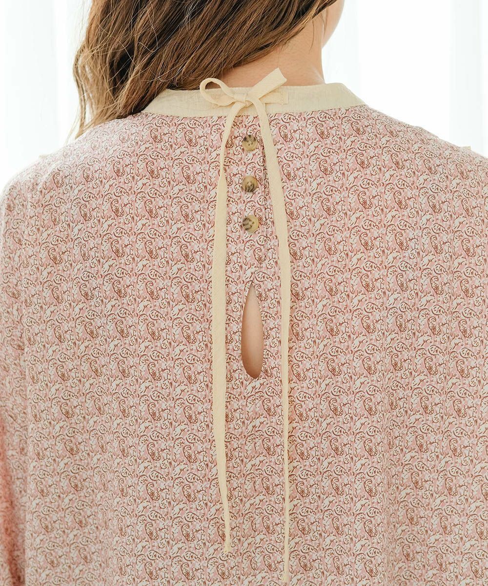 日本 Bab - 歐風碎花圓領雪紡洋裝-春日粉