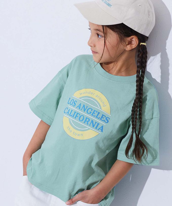 日本 devirock - 100%棉 定番可愛女孩印花短袖上衣-玫瑰-白