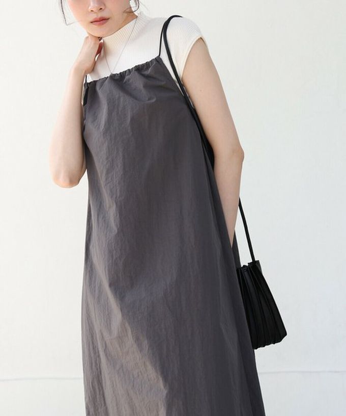 日本 Bab - 下擺澎澎氣球尼龍吊帶洋裝-藍綠