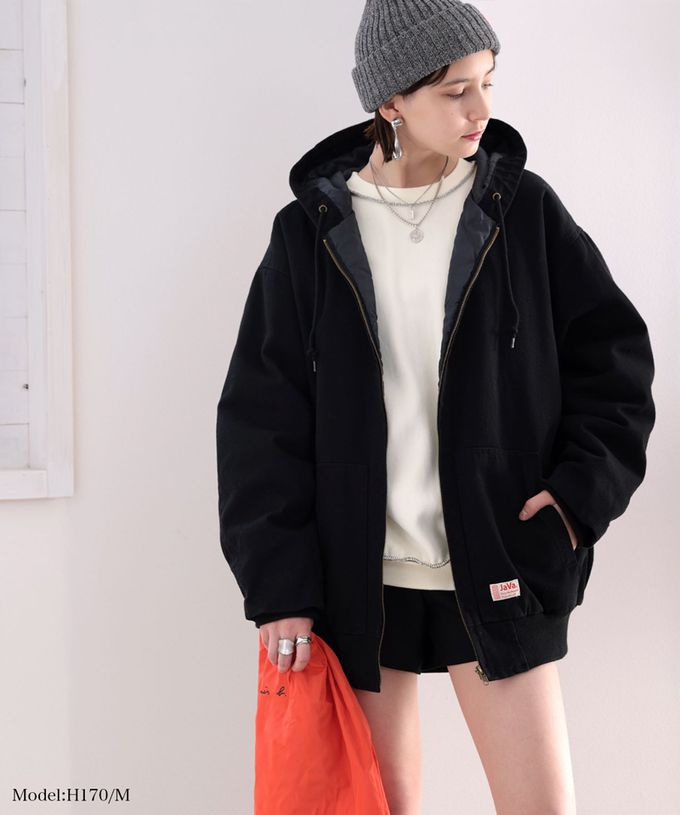 日本 Classical Elf - Java 百搭鋪棉休閒連帽外套-黑