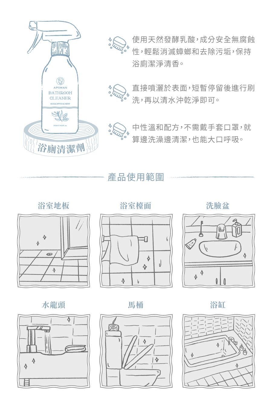 APOMAN 驅虫少年 - 浴廁清潔劑-尤加利薄荷-315ml