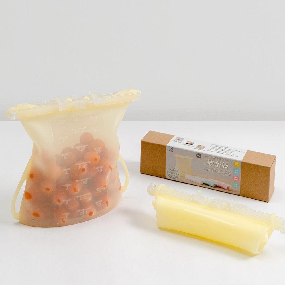 仁舟淨塑 - 矽密袋/食物袋/保鮮袋/舒肥袋 2.0版-檸檬黃-1000ml