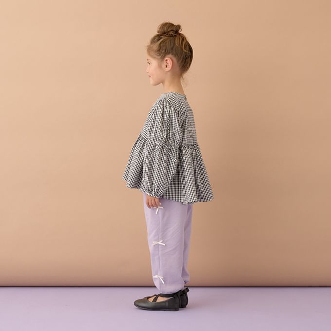 日本 Lycee mine - 蝴蝶結側邊少女休閒長褲-青藍