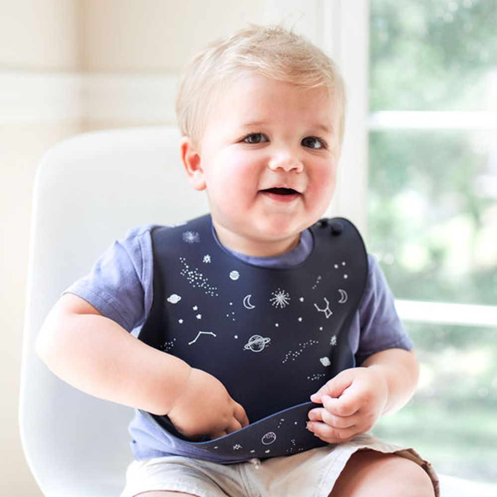 Loulou Lollipop - 寬口立體矽膠防漏圍兜/防水圍兜-迷幻太空 (290x230x75mm)