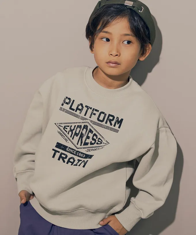 日本 devirock - 裏起毛個性印花大學T-挑戰夢想-深灰