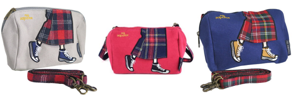 mis zapatos - 斜背美腿包(帆布)-蘇格蘭裙-GY灰色 (14*18*9cm)