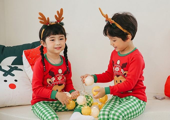 正韓 Puco - 超優質嬰幼兒/兒童長袖100% 有機純棉家居服/睡衣-紅帽麋鹿