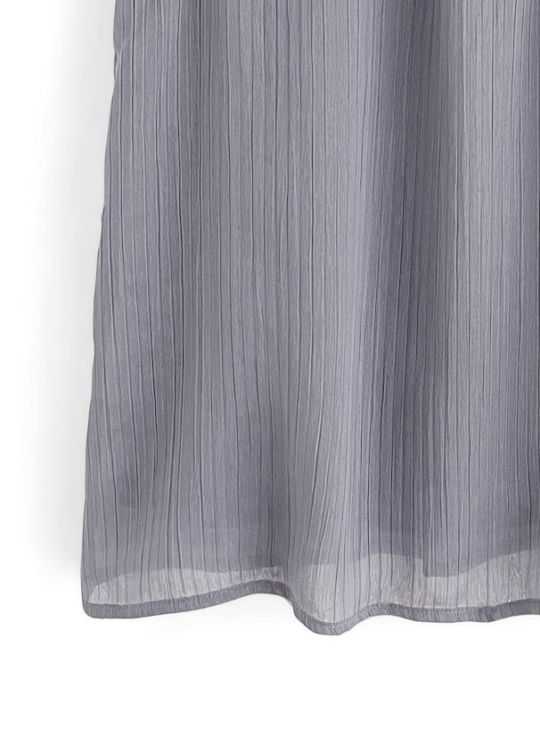 日本 GRL - 甜美細摺木耳卷邊無袖上衣-灰藍 (F)