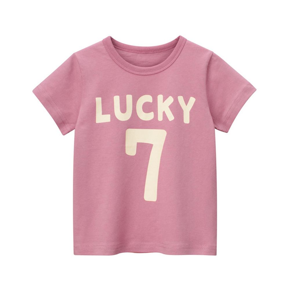 純棉短袖上衣-LUCKY 7-粉色