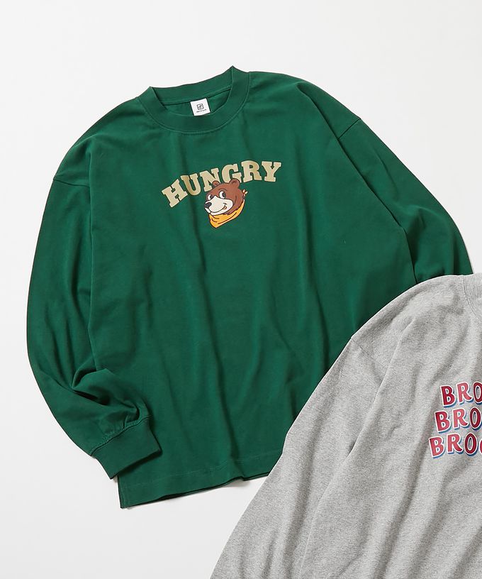 日本 devirock - [大人] 100%棉 定番印花長袖上衣-草寫英文-白