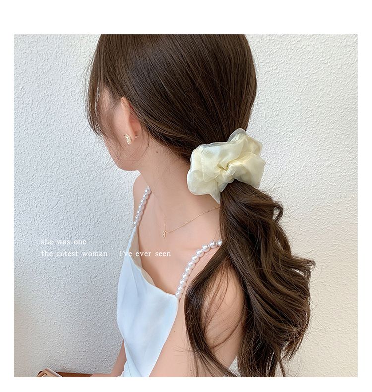 森林系雙層網紗大腸圈/髮圈-咖啡色