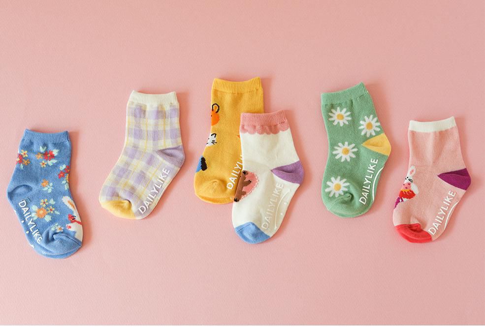 韓國 Daily Like - 兒童襪子/中筒襪6入組-6