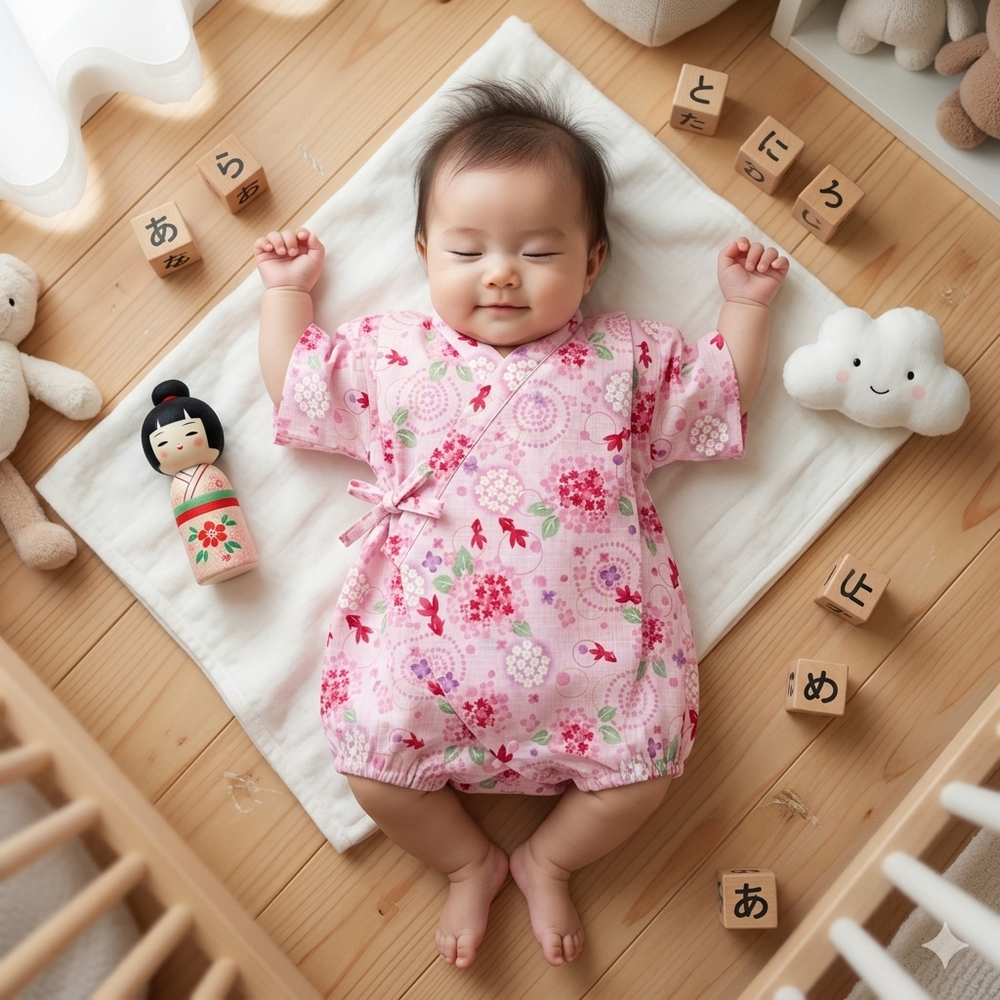 甚平包屁衣-金魚-粉紅色