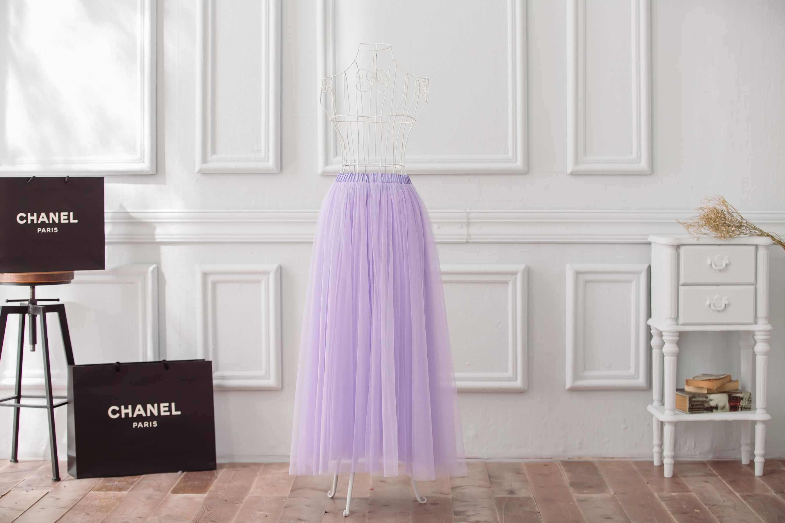 Peachy - 獨家訂製綿柔法式浪漫三層蓬紗裙-三層蓬版-薰衣草紫 (F)