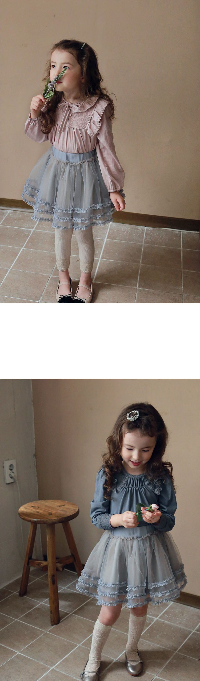 韓國 PuellaFLO - (剩9號)三層花邊網紗短裙-淺藍