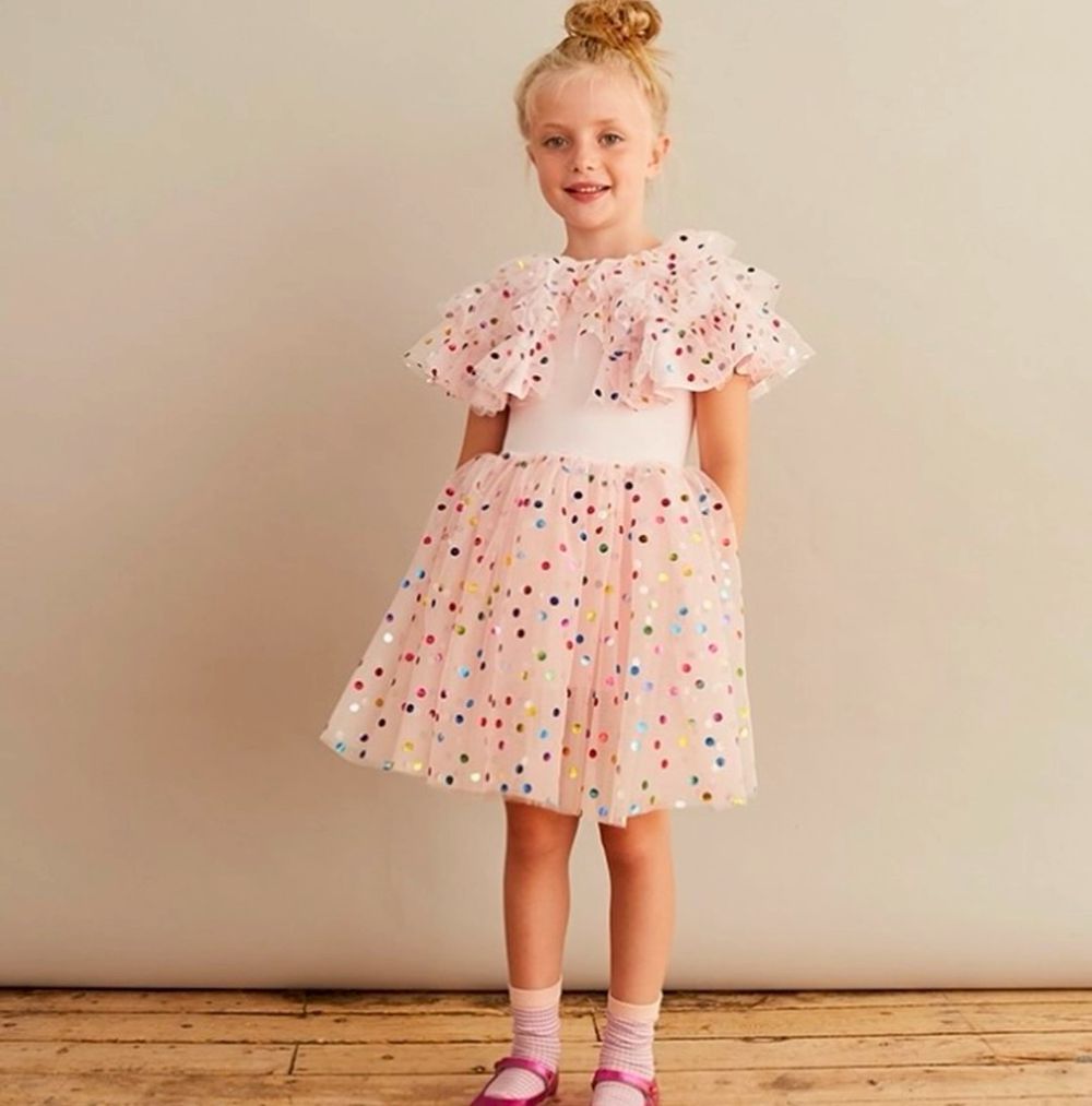 淡粉彩色亮點芭蕾連身蓬蓬紗裙