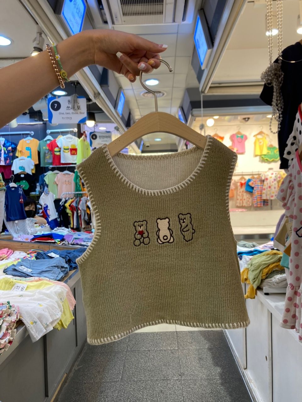 韓國 Orange Mom - 三隻小熊針織短背心-抹茶綠