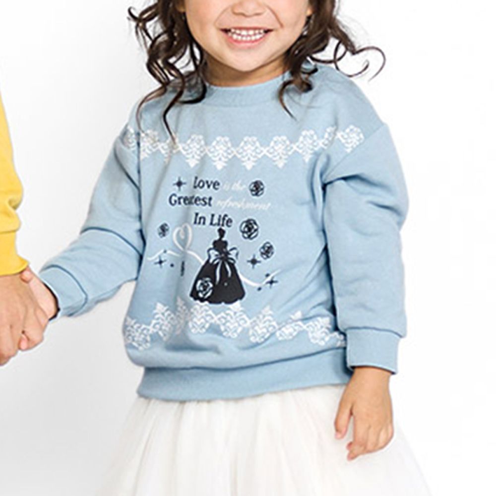 裏起毛俏皮印花長袖上衣-L公主-水藍