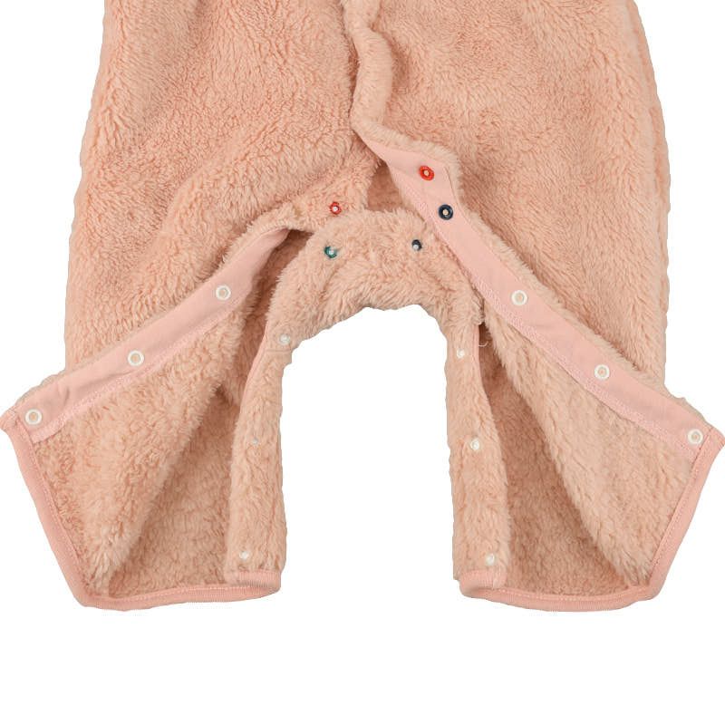 akachan honpo - 毛茸茸動物造型連身衣-粉紅色