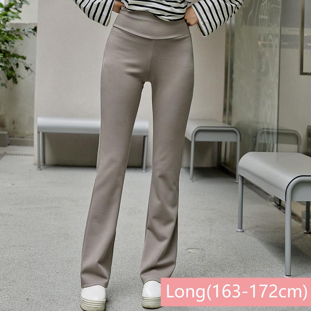 韓國女裝連線 - 高腰包覆舒適彈力美腿褲-Long(163-172cm適穿)-灰綠