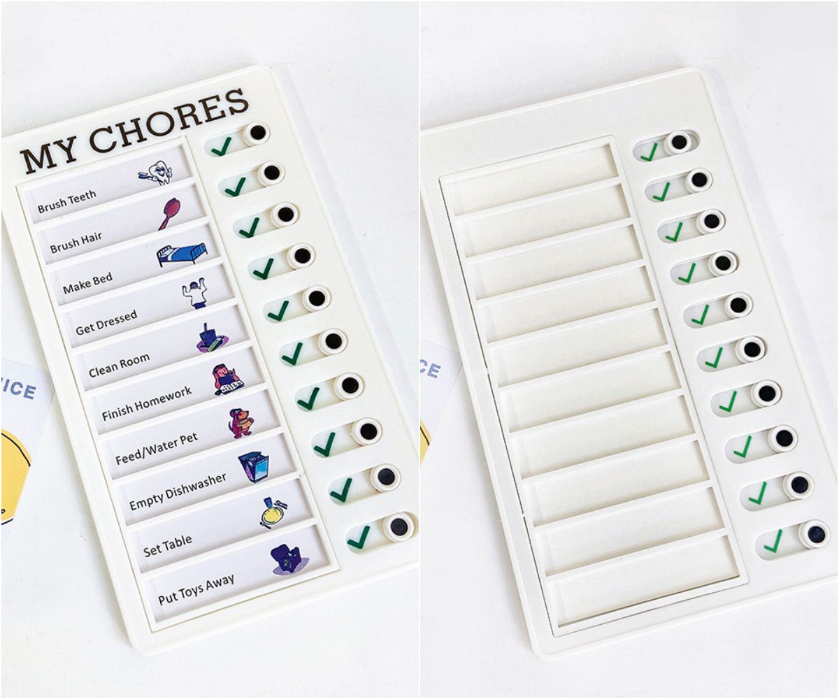 可替換式自律學習打卡板-MY CHORES-粉色 (20x12cm)-一張空白紙＋一打卡板