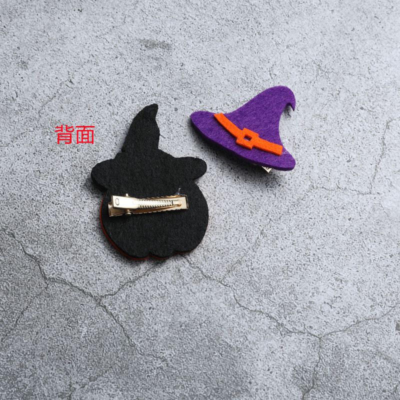 萬聖節裝飾髮夾(一對)-南瓜+女巫帽