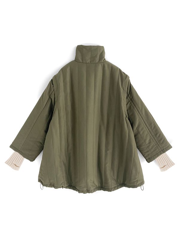 日本 GRL - 袖可拆時尚抽繩羽絨外套(背心二穿)-軍綠 (F)