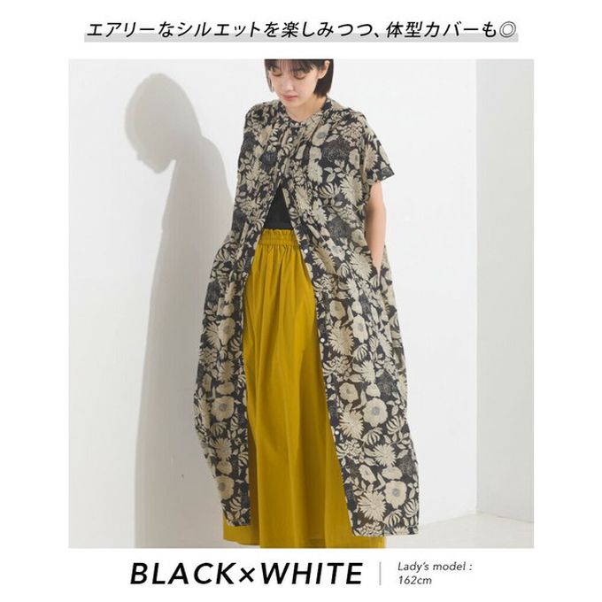 日本 OMNES - 100%印度棉 襯衫式印花短袖洋裝-淺棕條紋