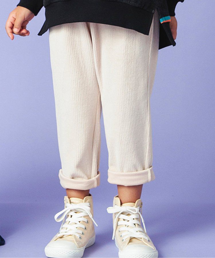 日本 BREEZE - 素色羅紋休閒長褲-象牙白
