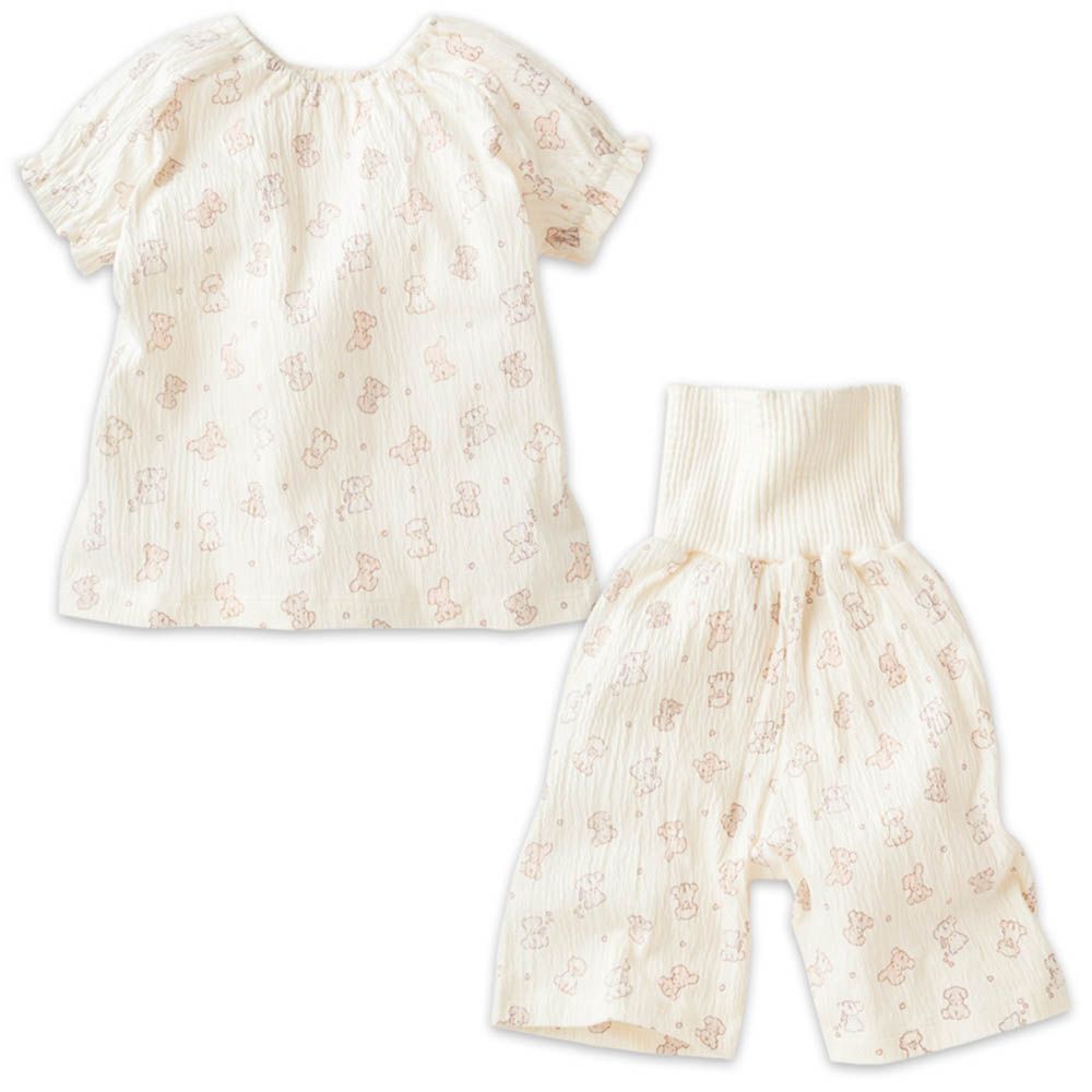 短袖家居服 穿衣練習-套頭式 動物-白色