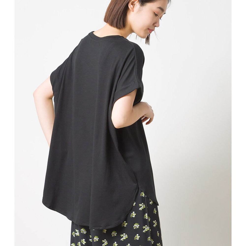 日本 OMNES - 涼感抗UV 寬鬆短袖上衣-黑