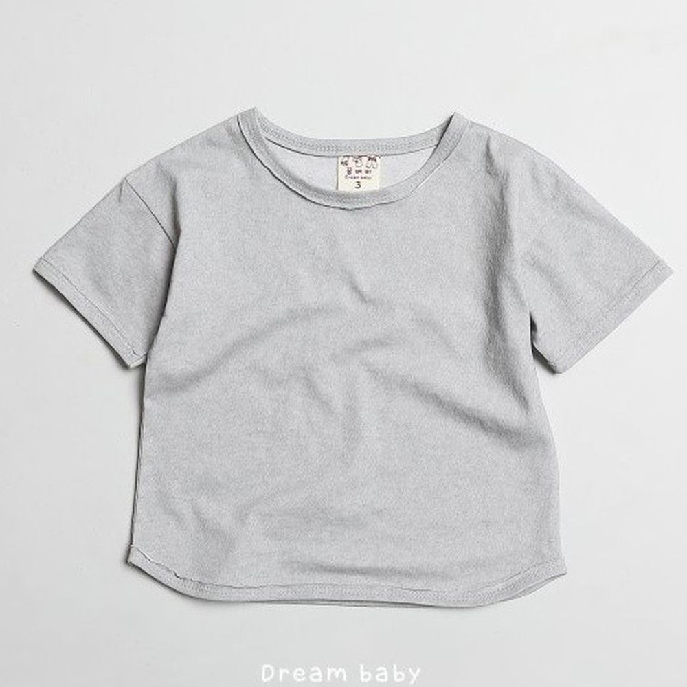 韓國製 - 水洗加工布寬鬆純棉T-淺灰
