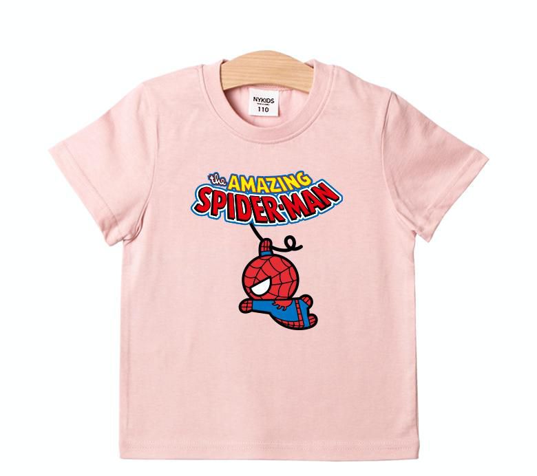 (韓製)正版復仇者聯盟 - 純棉T-繩索蜘蛛人-粉紅