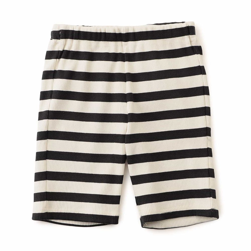 DAISUKI 百搭羅紋短褲-條紋-黑白