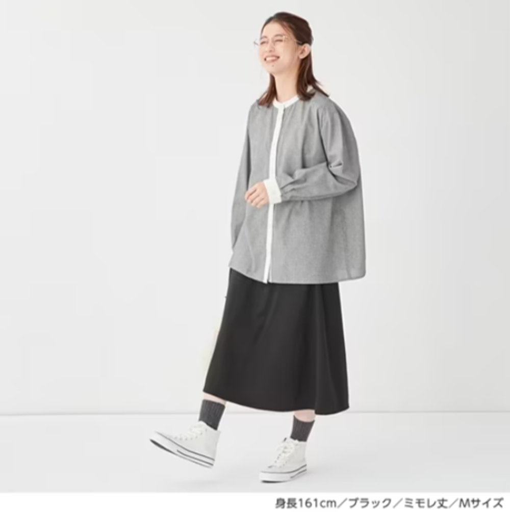 日本 BELLUNA - 蓄熱保暖百搭長裙-深藍